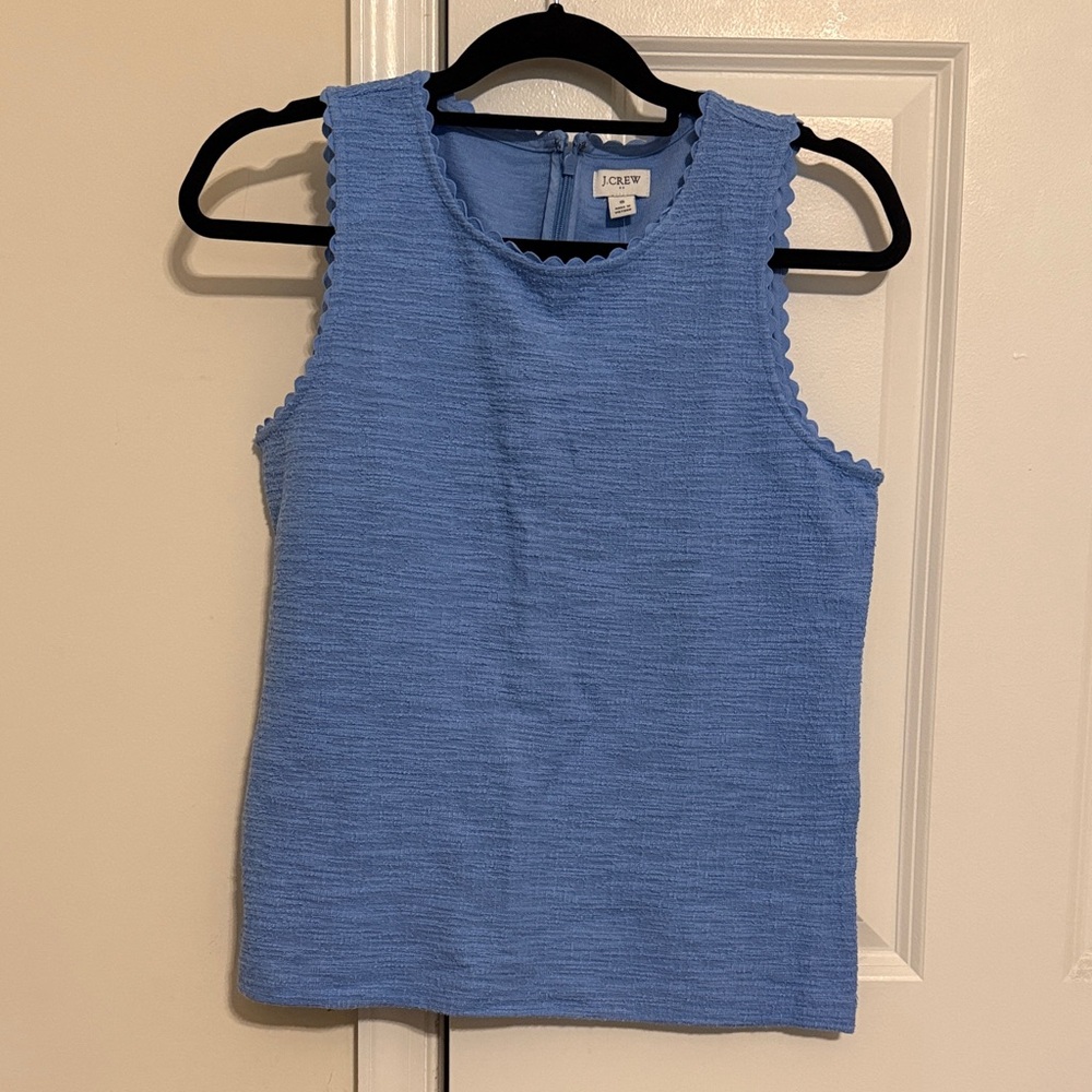 J. Crew Light Blue Scalloped Tank Top